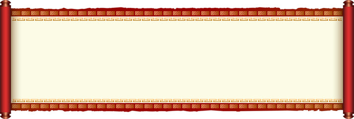 Ancient Chinese Traditional Scroll, Elegant Oriental Banner with Classic Patterns, suitable for various Oriental and Chinese-style designs, as well as festivals and celebrations.