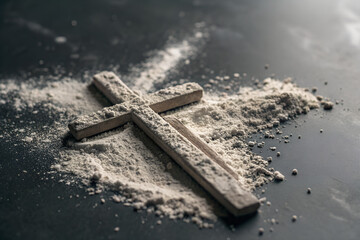 Cross in Ashes. Ash Wednesday