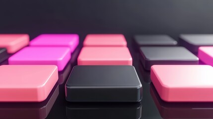 Obraz premium Abstract pink and black cubes pattern.