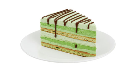 Isolated Green Pistachio Cake Slice