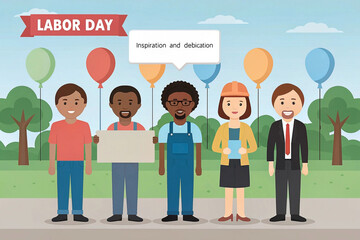 Fototapeta premium Diverse group celebrating Labor Day