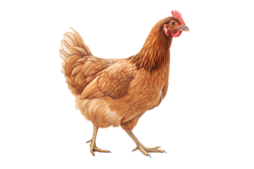 brown chicken hen standing png isolated transparent background