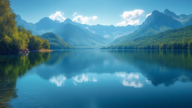 Breathtaking panoramic view of serene lake bohinj reflecting majestic julian alps in slovenia