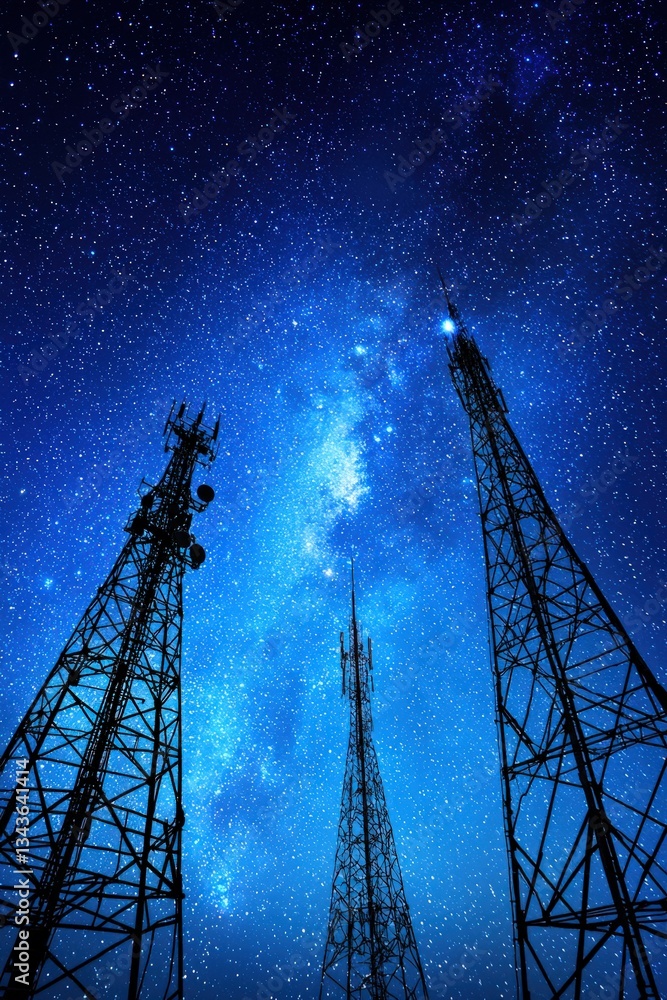 Aufkleber glowing patterns of communication in a starry sky.