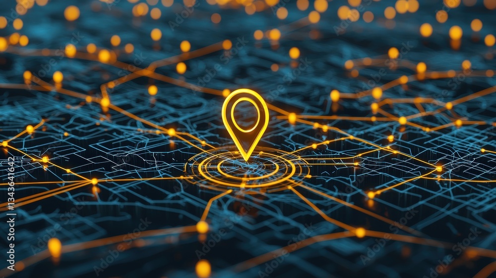 Poster a 3d illustration of a location pin symbolizing community connection and accessibility
