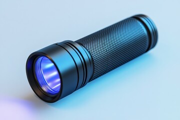 Compact flashlight with blue LED light suitable for outdoor adventures and emergency situations