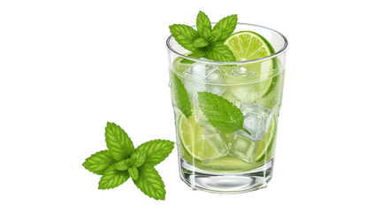 Isolated Mojito Cocktail with Lime and Mint