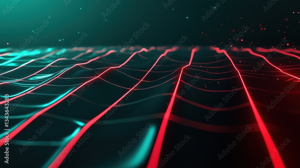 Aufkleber abstract digital art piece with a dark background. the focal point of the image is a long, wavy line
