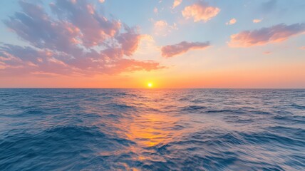 Fototapeta premium Peaceful Ocean Sunset with Pink and Orange Hues