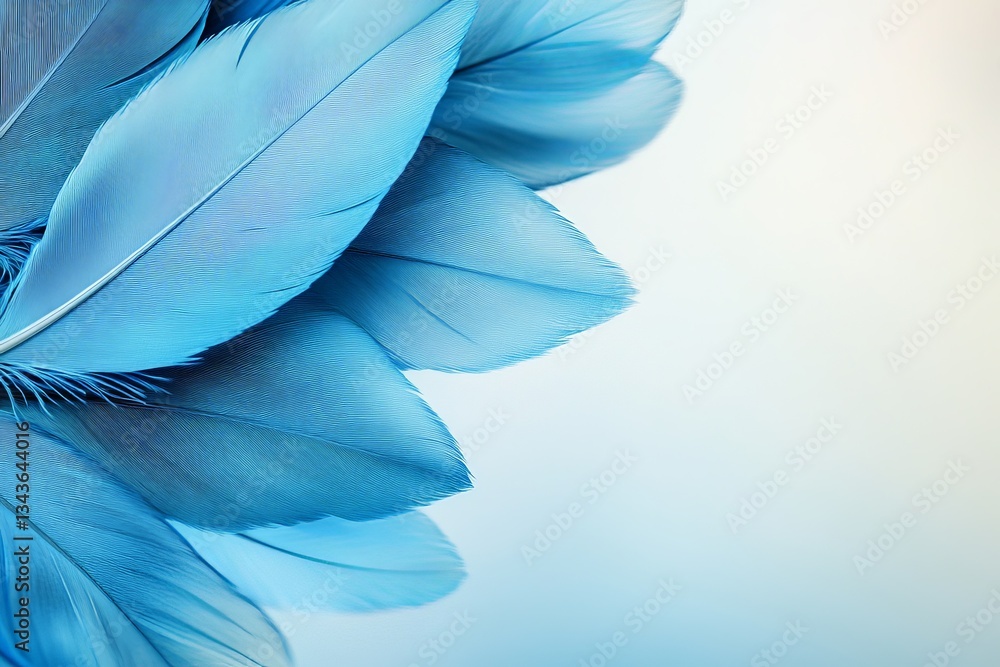 Aufkleber vibrant blue feathers arranged artistically on a soft background showcasing intricate details and te
