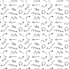Vector seamless pattern with geometric hand drawn arrow.