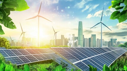 solar panels and wind turbines