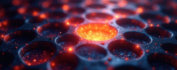 Light source within a metallic hexagonal lattice , industrial, radiant