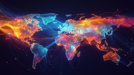 A vibrant infographic showing global trade routes and partnership connections.