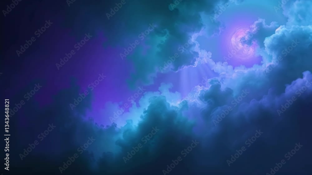 Poster mystical abstract clouds background with deep colors and radiant light