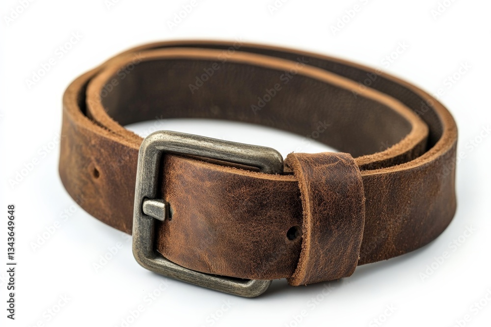 Poster leather belt displayed on a white background showcasing craftsmanship and design details