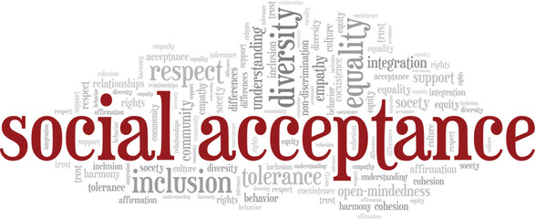Social Acceptance word cloud conceptual design isolated on white background.