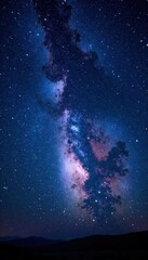 Obraz premium Milky Way galaxy with stars and nebulae in a dark blue night sky, nebulae, cosmic