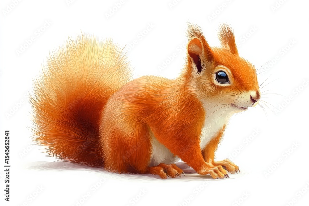 Aufkleber curious red squirrel sits quietly, observing its surroundings in a tranquil forest setting during th