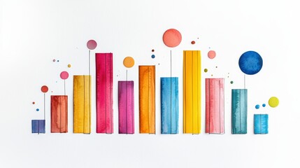 Colorful watercolor bars with circles, perfect for abstract art, data visualization, or creative design projects.