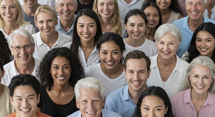 Faces of Community: A vibrant and diverse gathering of individuals smiles, representing unity, connection, and the beautiful spectrum of humanity.