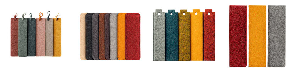Diverse collection of fabric leather and textile material samples showcasing a range of colors patterns and textures for use in interior design and home decor projects