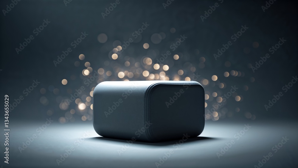 Poster creative product showcase with soft lighting and subtle sparkles highlighting a sleek design in a mo