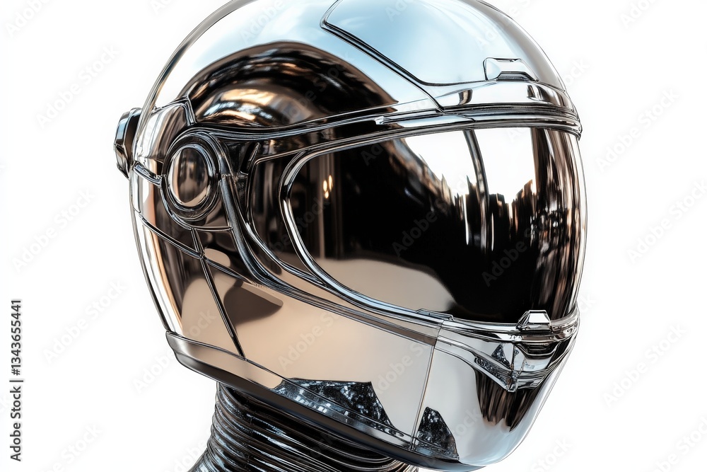Leinwandbilder futuristic helmet design showcasing sleek metallic surface and helmet features in a high-tech enviro