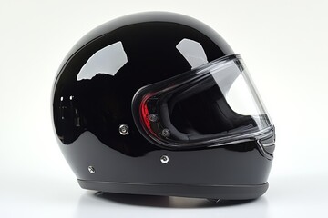Fototapeta premium Sleek black motorcycle helmet with visor for enhanced safety and style for riders