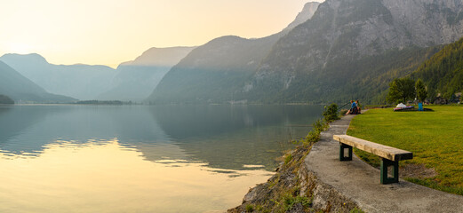 Serene Sunset at Hallstatt Lake