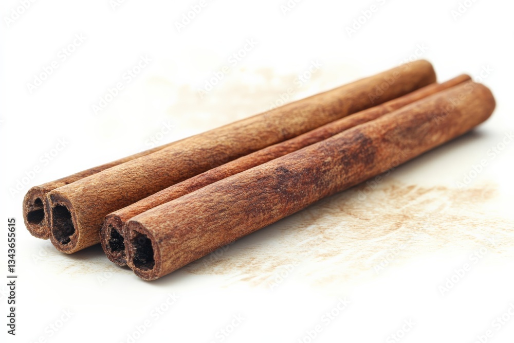 Poster natural cinnamon sticks arranged on a neutral backdrop showcasing their rich texture and color