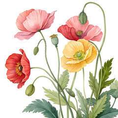 Fototapeta premium botanical garden vintage flower illustration Vintage botanical illustration of delicate flowers and lush foliage