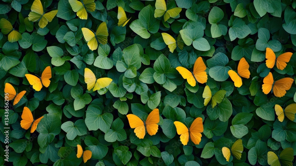 Poster rows of plants creating an optical illusion of butterfly wings.