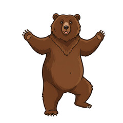 brown bear cartoon dancing isolated on white background 