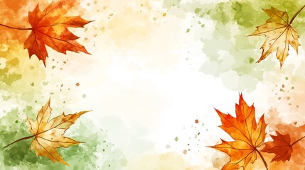 Vibrant autumn leaves softly painted watercolor style background. AI Generated