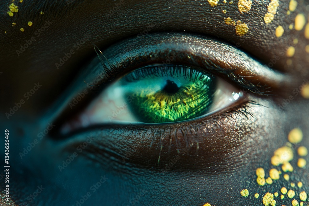 Aufkleber close-up of an eye with vibrant colors and artistic patterns showcasing unique beauty and expression