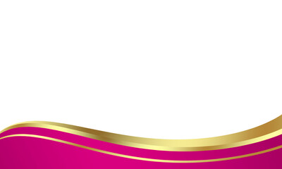 Abstract pink gold luxury curved wavy frame as cover decoration isolated on white background