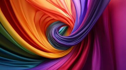Fototapeta premium Swirling rainbow fabrics create vibrant abstract tunnel.