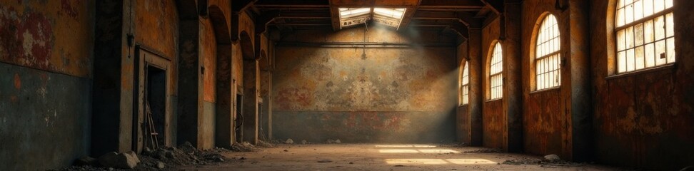Old factory walls covered in a thick layer of dust and grime , factory, industrial, industrial decor