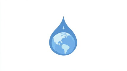 Fototapeta premium A minimalist illustration of World Water Day, featuring a single droplet of water with a tiny Earth inside it