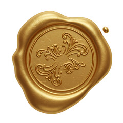 gold wax seal isolated on white, blank gold wax seal 