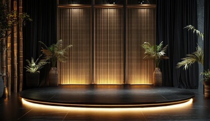 Empty Stage, Dark, Warm Lighting