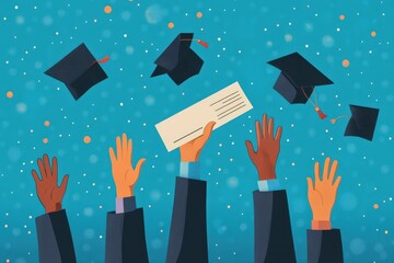 graduates are celebrating graduation put a hand up, a certificate