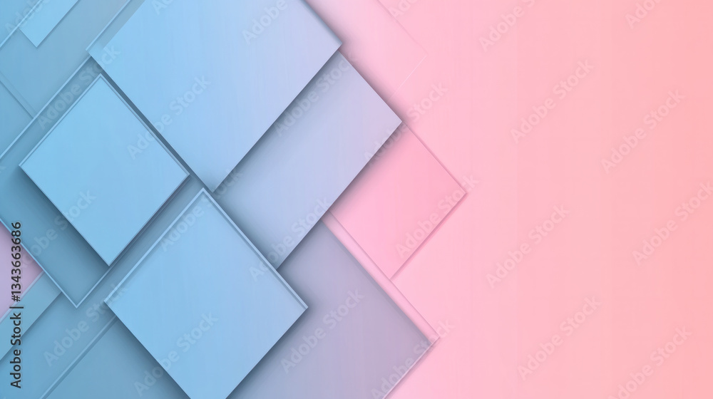 Poster a blue and pink background with squares of different colors. the squares are arranged in a way that 