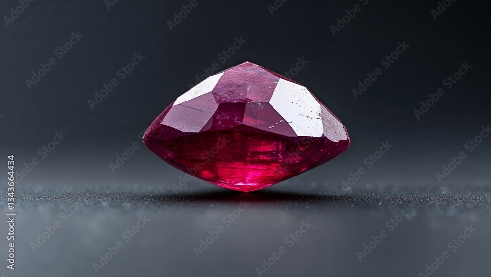 Poster stunning ruby gemstone reflecting light in a dark setting with intricate facets