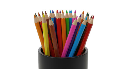 Isolated Bright Colored Pencils in a Cup