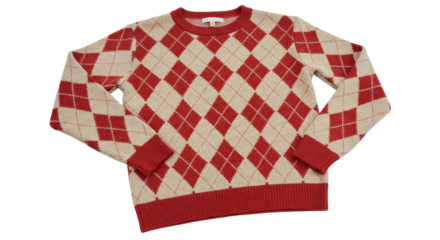 Isolated Beige and Red Argyle Sweater