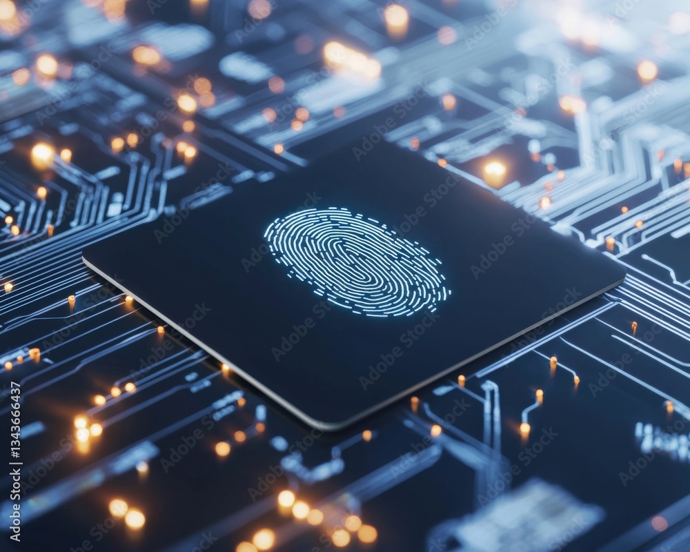 Poster a credit card with a fingerprint scanner embedded on its surface