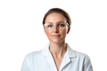 Canadian female environmental scientist isolated on transparent white background