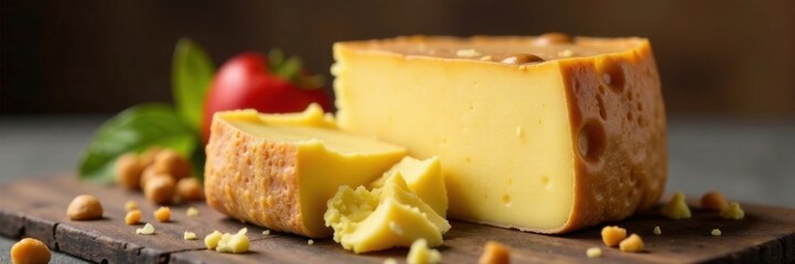 Rennet-curdled cheese with smooth texture and nutty flavor, acidic, coagulant